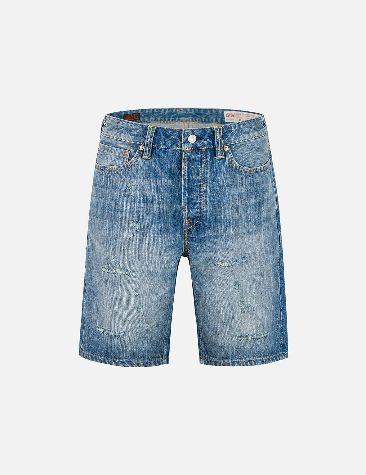 趣味海鸥和神奈川冲浪印花常规版型牛仔短裤